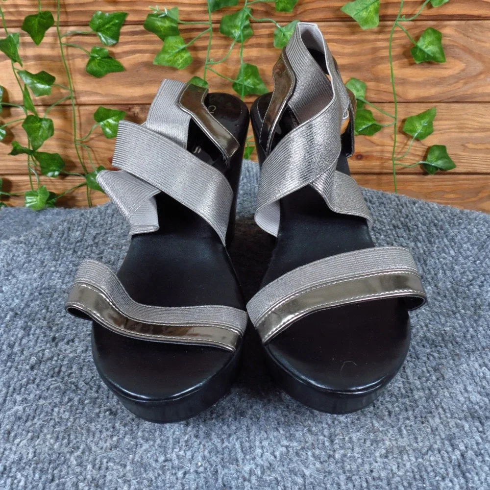 Charles by Charles David Feature Women Platform Sandal 9 Party‎ Silver Metallic